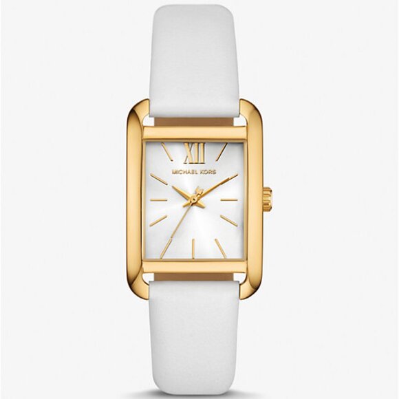 $118 NWT MICHAEL MICHAEL KORS Gold-Tone White Leather Watch